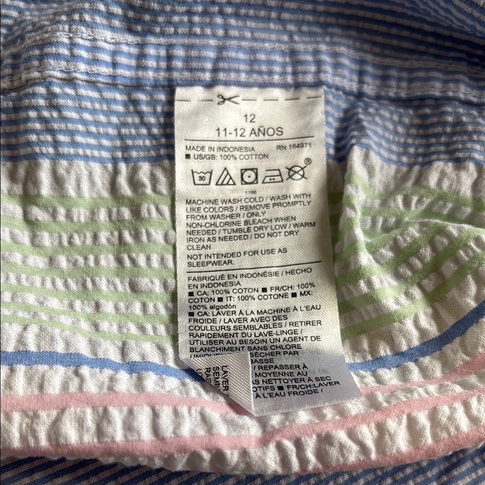 Janie and Jack Pastel Stripe Button-Down Shirt - Blue, Pink, Green, White - Picture 6 of 6